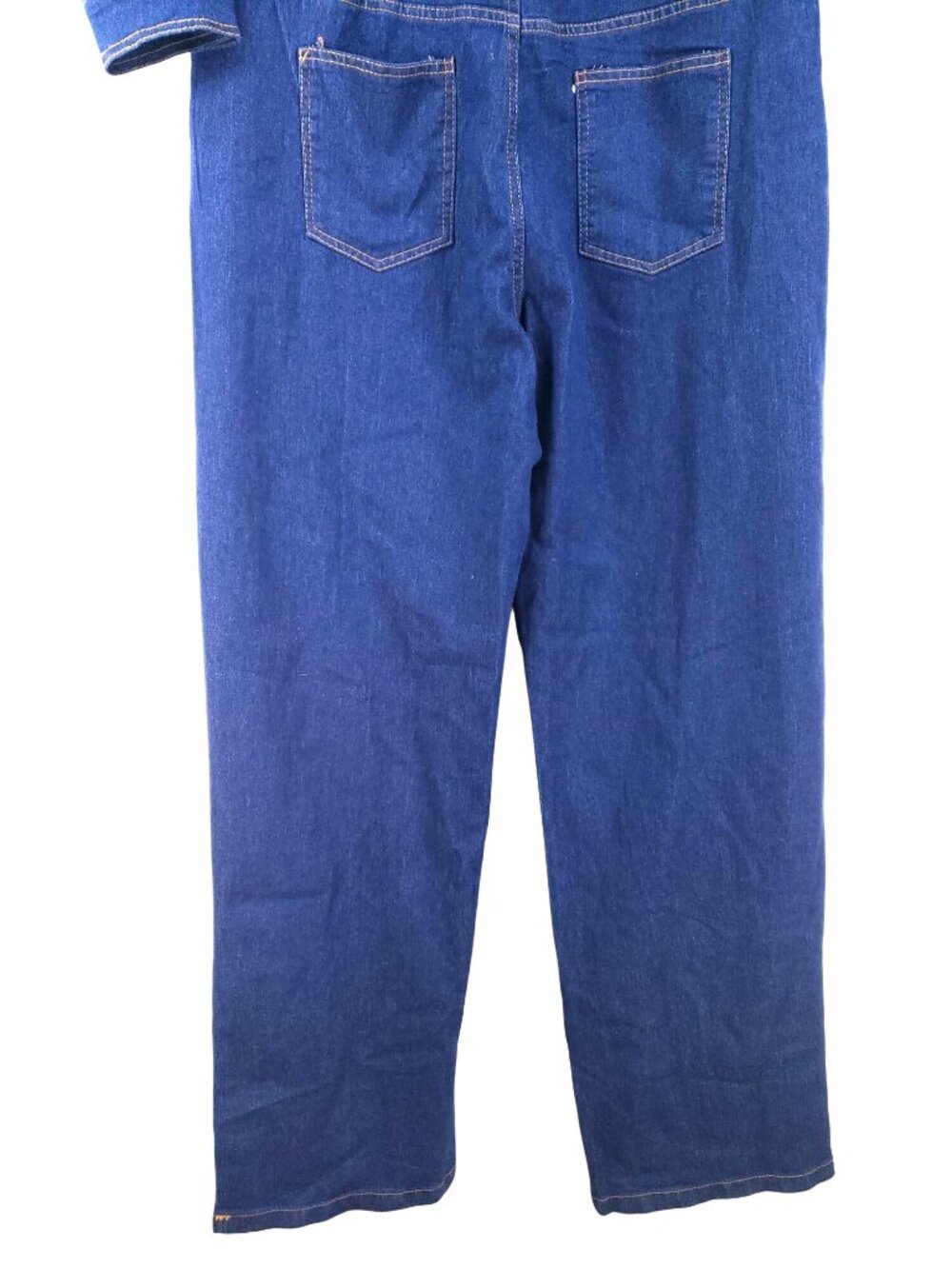 Womens XXL Dark Denim Coveralls Stretch Cotton Blend Long Sleeve Button Front - Picture 4 of 10